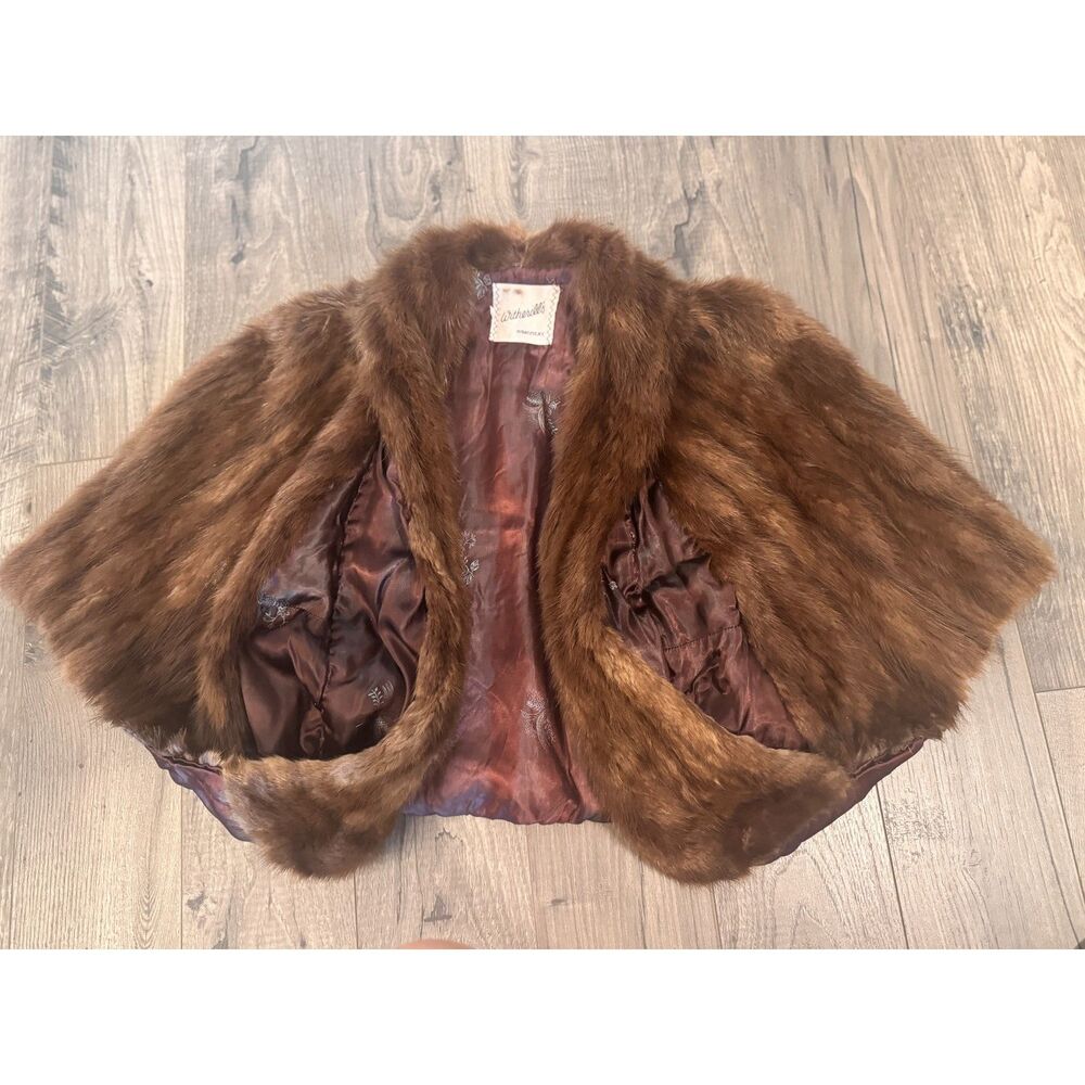 Vintage Witherill’s Genuine Mink Fur Cape Stole / Shoulder Wrap - Picture 2 of 8